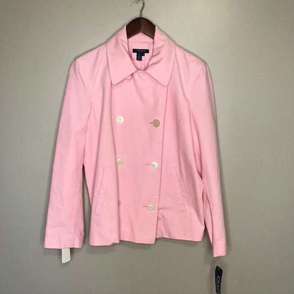 Chaps Pink Pea Coat Tailored Elegance - Picture 2 of 9